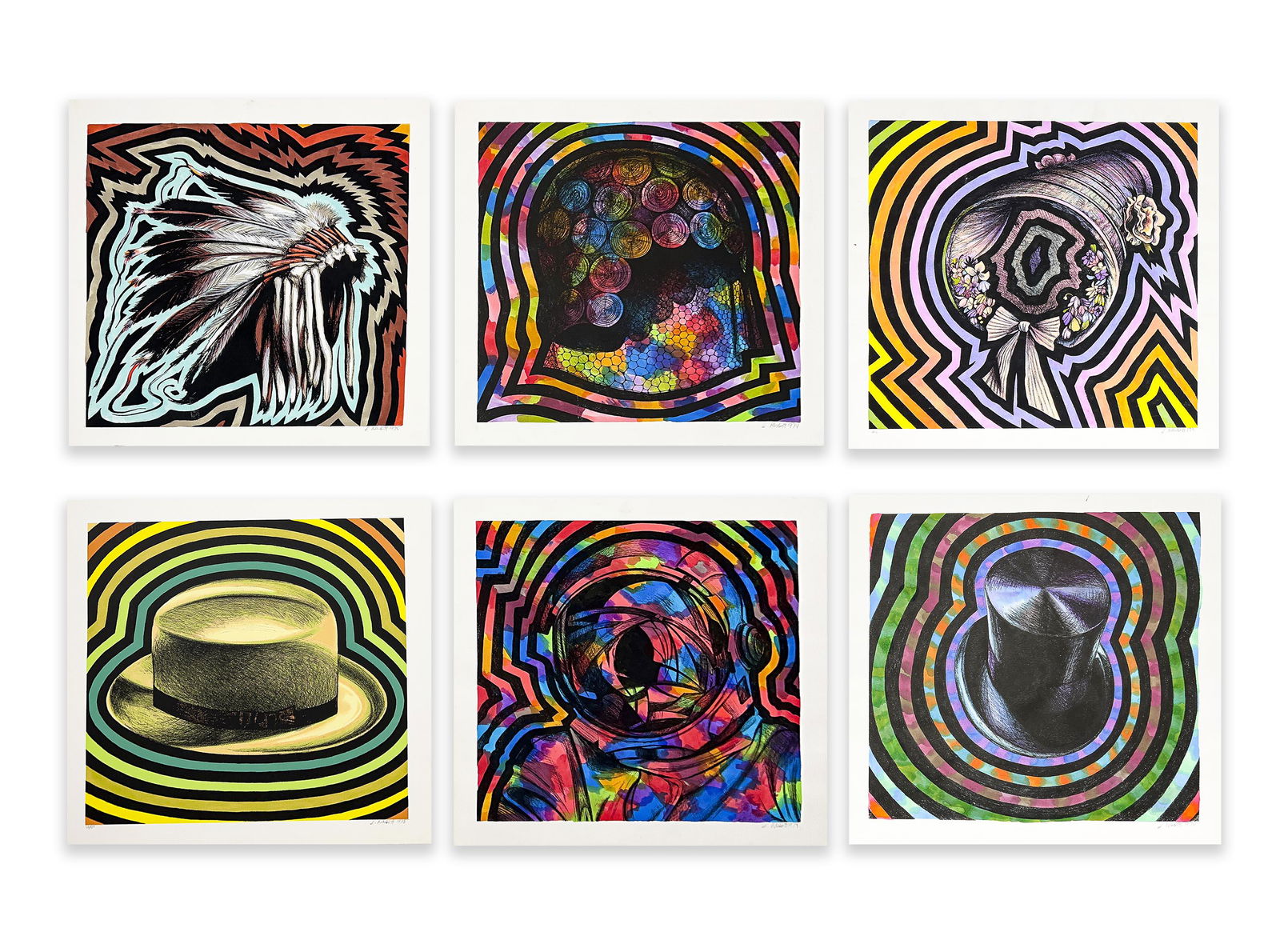 Lowell Nesbitt - Bicentennial Hats, Set of 6 (1 of 8)