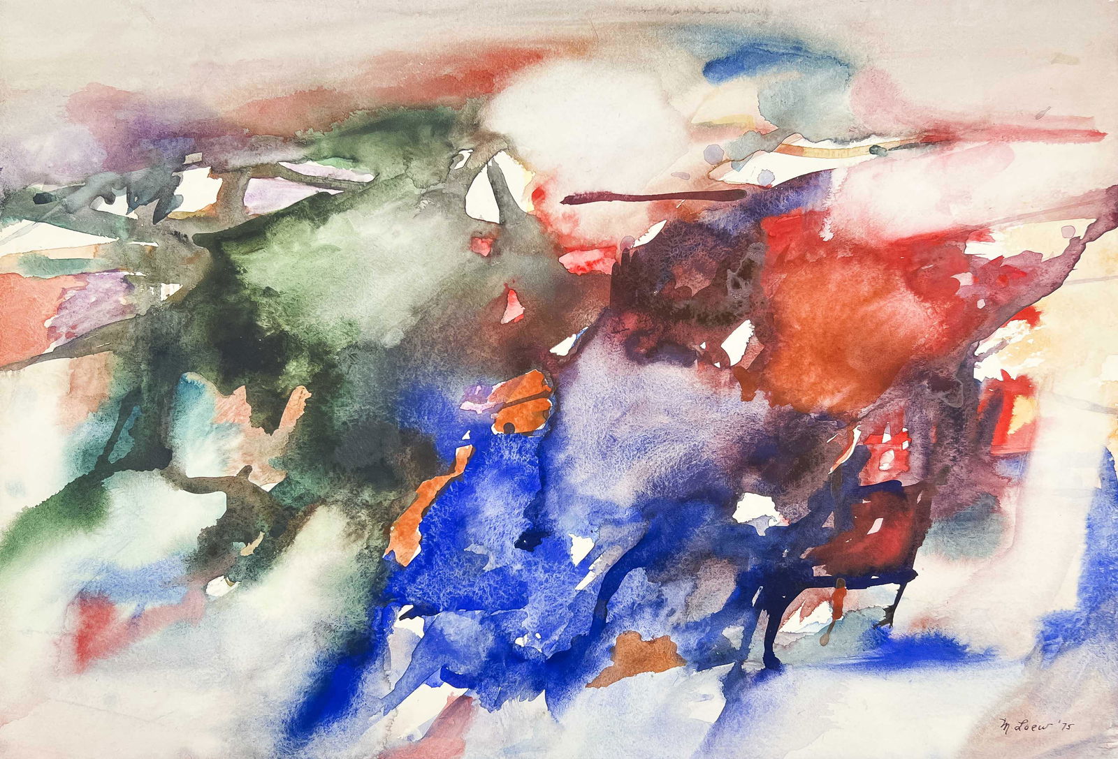 Michael Loew - Season's Resurgence: Lot 144 Michael Loew American (1907-1985) Season's Resurgence (1975) watercolor on paper signed lower right 15 1/2 x 22 1/2 inches unframed Provenance: From a private collection, by descent from the a