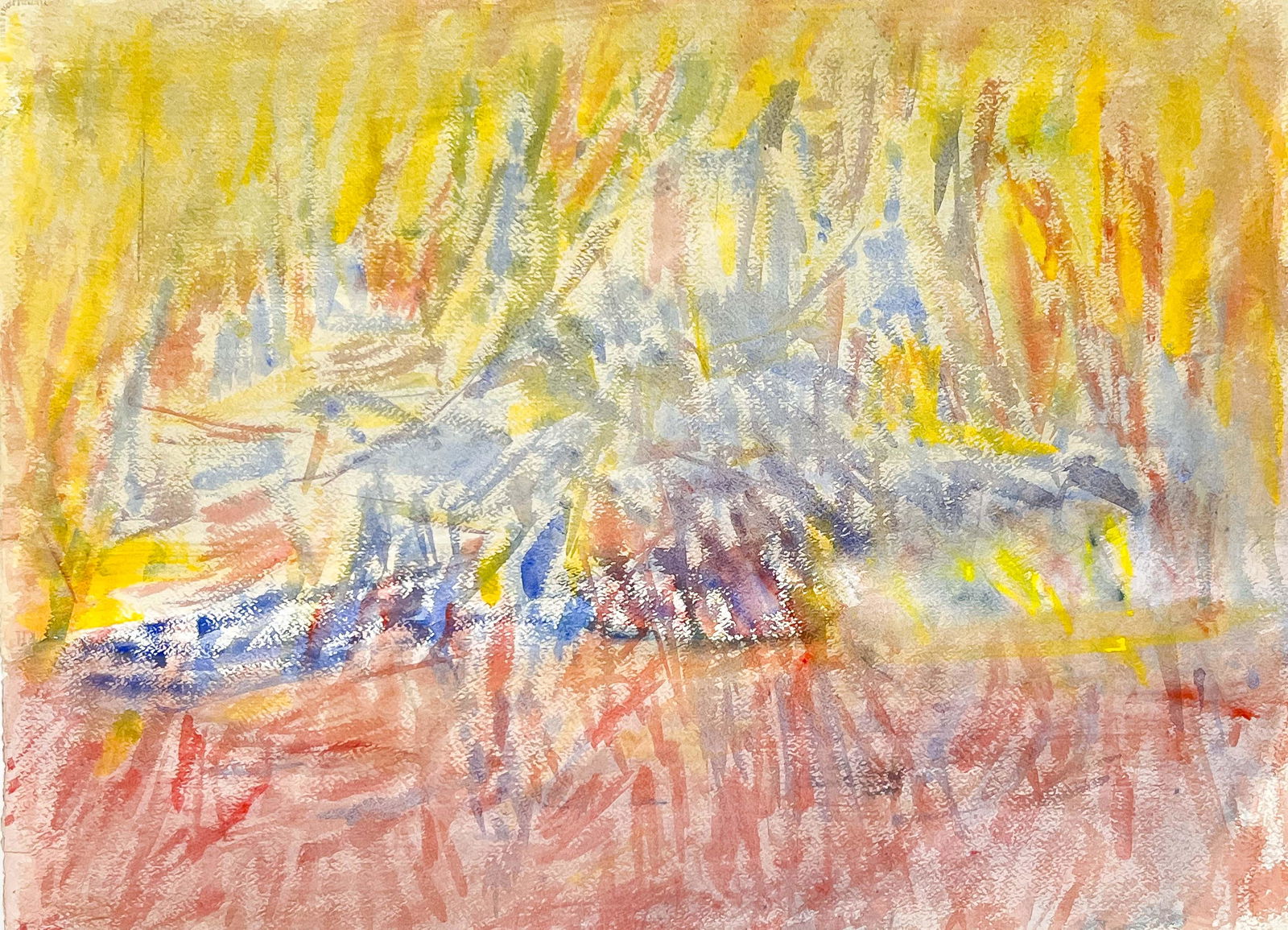 Michael Loew - Untitled (Abstract in Yellow, Blue, and Pink): Lot 166 Michael Loew American (1907-1985) Untitled (Abstract in Yellow, Blue, and Pink) (c. 1970s) watercolor on paper sheet: 22 1/2 x 30 inches unframed Provenance: From a private collection, by desc