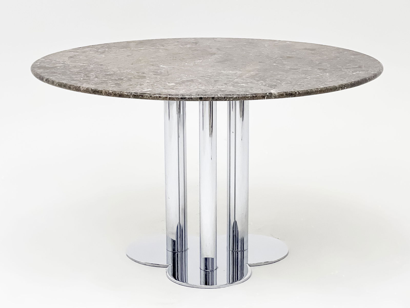 Sergio Asti - Trifoglio Table for Stendig: Lot 178 Sergio Asti Italian (b. 1926) Trifoglio Table for Stendig (c. 1969) marble tabletop, chrome-plated base Stendig label to underside tabletop (diameter): 48 inches base (height): 28 1/2 inches A