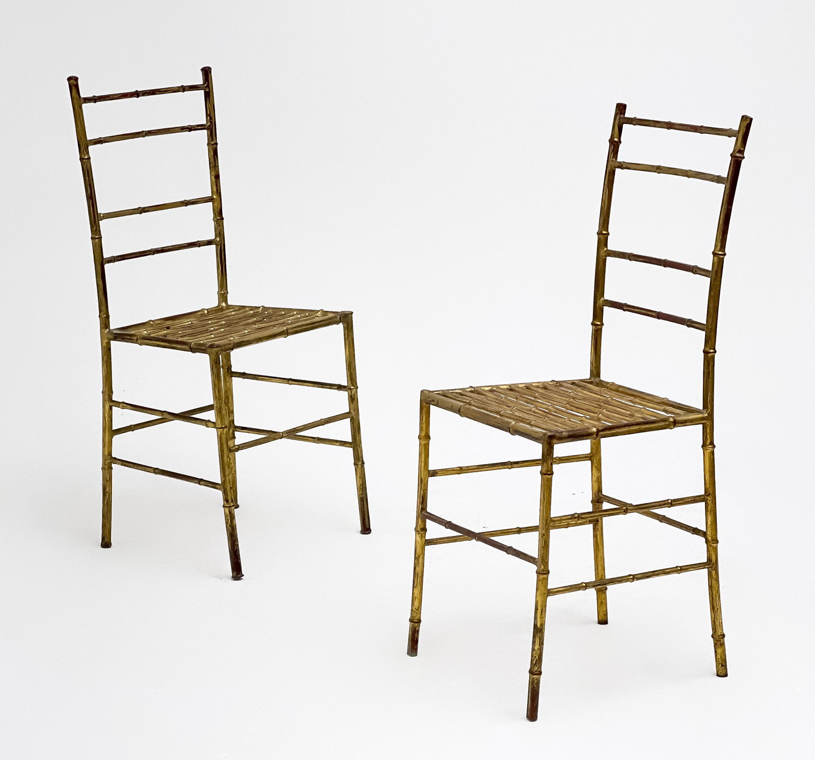 Gilt Metal Faux Bamboo Chairs, Pair (1 of 7)
