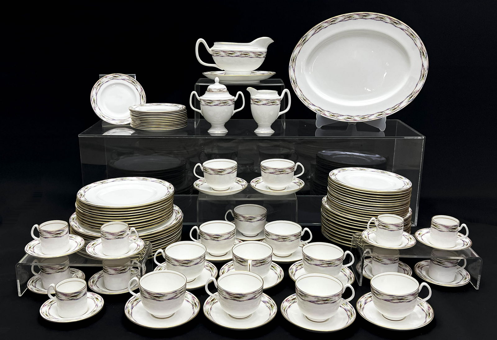 Coalport Rainbow Partial Porcelain Dinner Service (1 of 6)