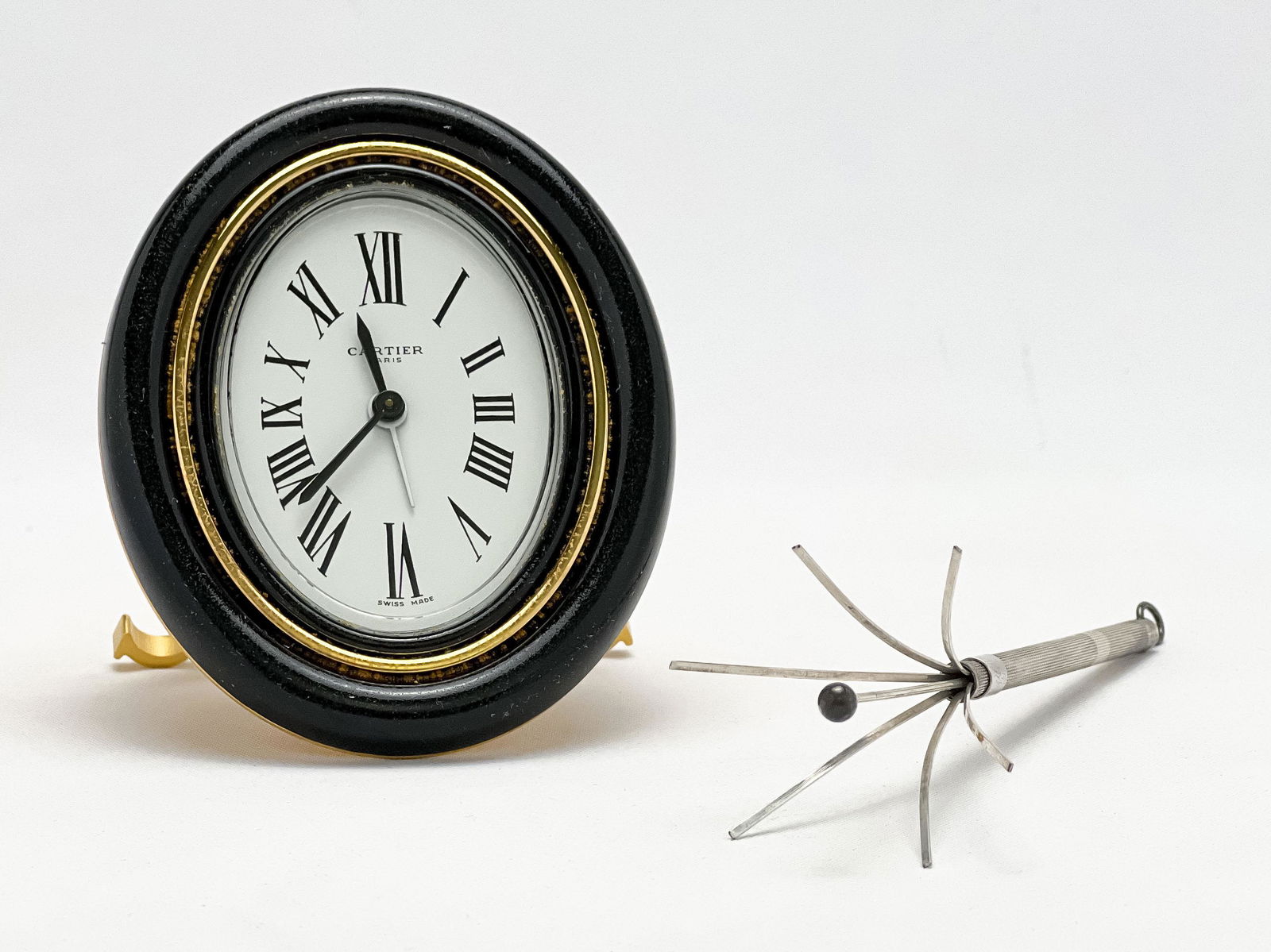 Cartier Table Clock and Sterling Swizzle Stick (1 of 8)