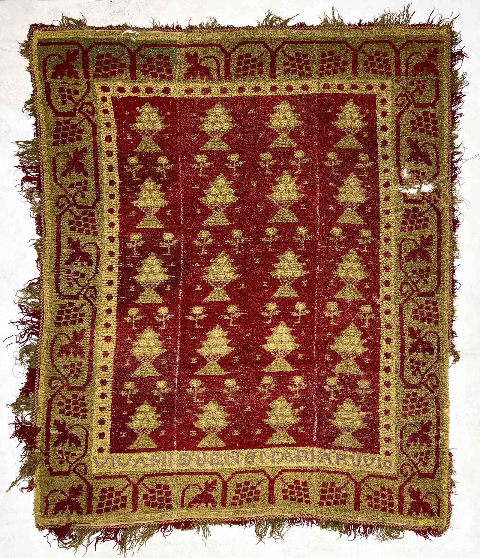 Alpujarra Rug: Lot 11 Alpujarra Rug Spain c. 1900 7 ft 8 in x 5 ft 9 in Provenance: Jim Dixon Collection