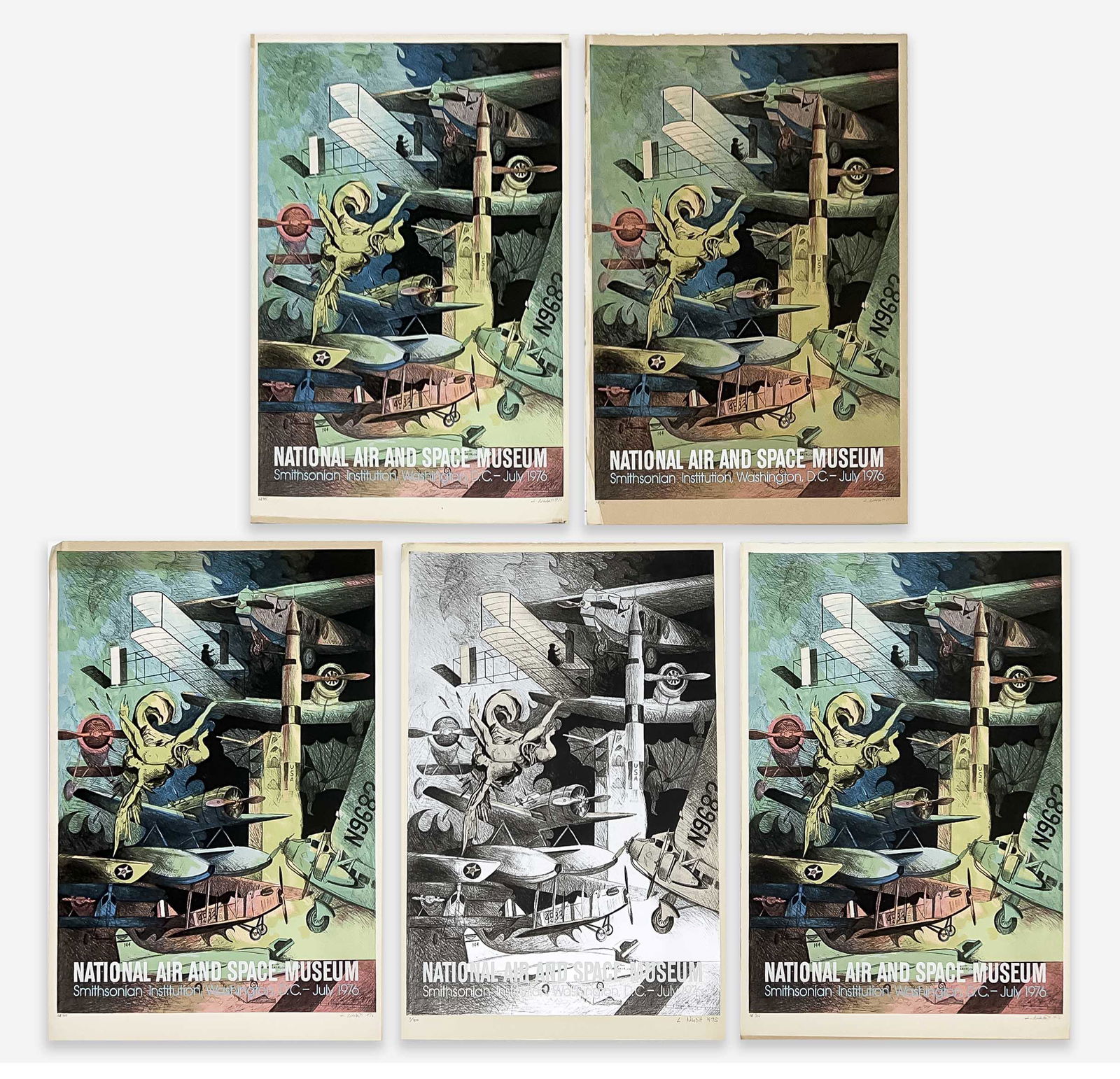 Lowell Nesbitt - History of Flight Poster for Smithsonian Air and Space Museum, Group of 5 (1 of 5)