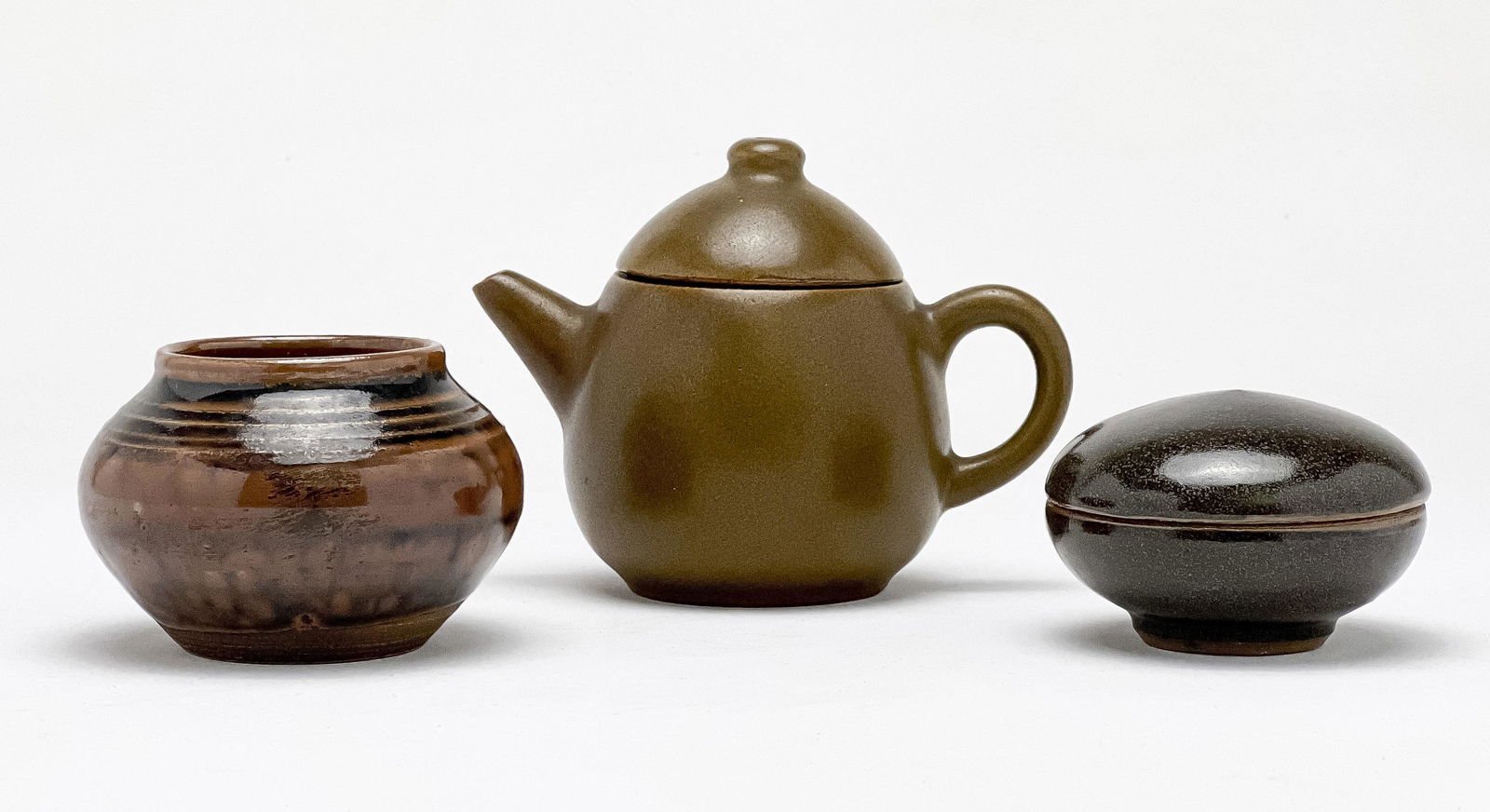 3 Chinese Ceramic Items with Brown/Tea Glaze (1 of 5)