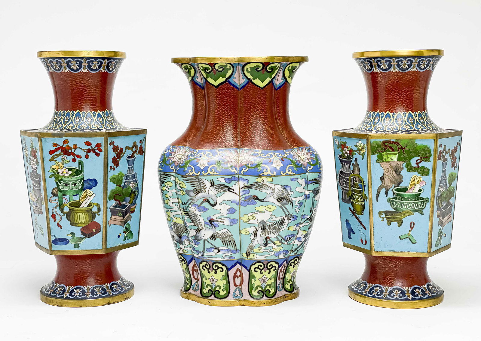 Three Chinese Cloisonné Vases (1 of 6)