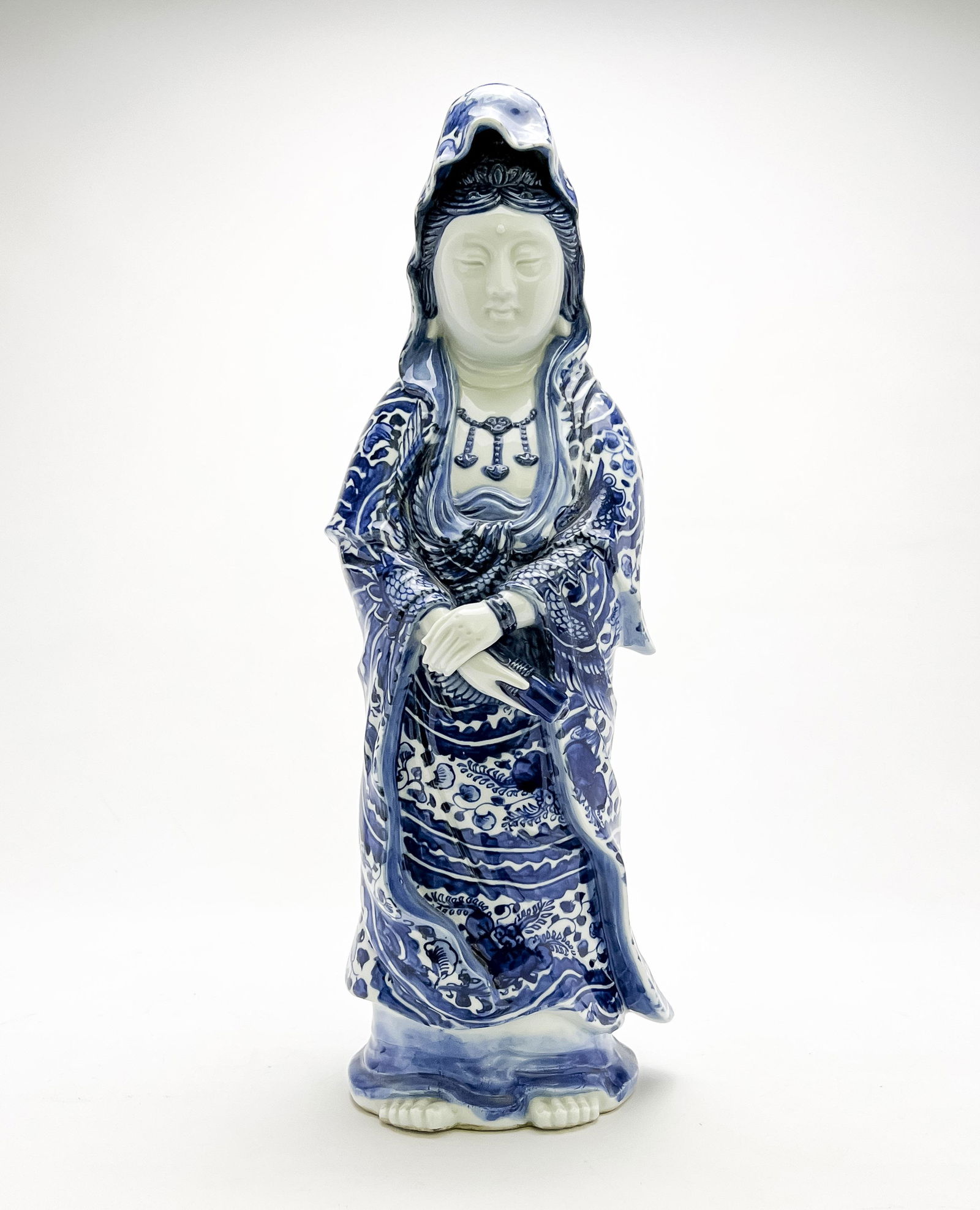 Japanese Blue and White Kutani Porcelain Figure of Kannon (1 of 5)