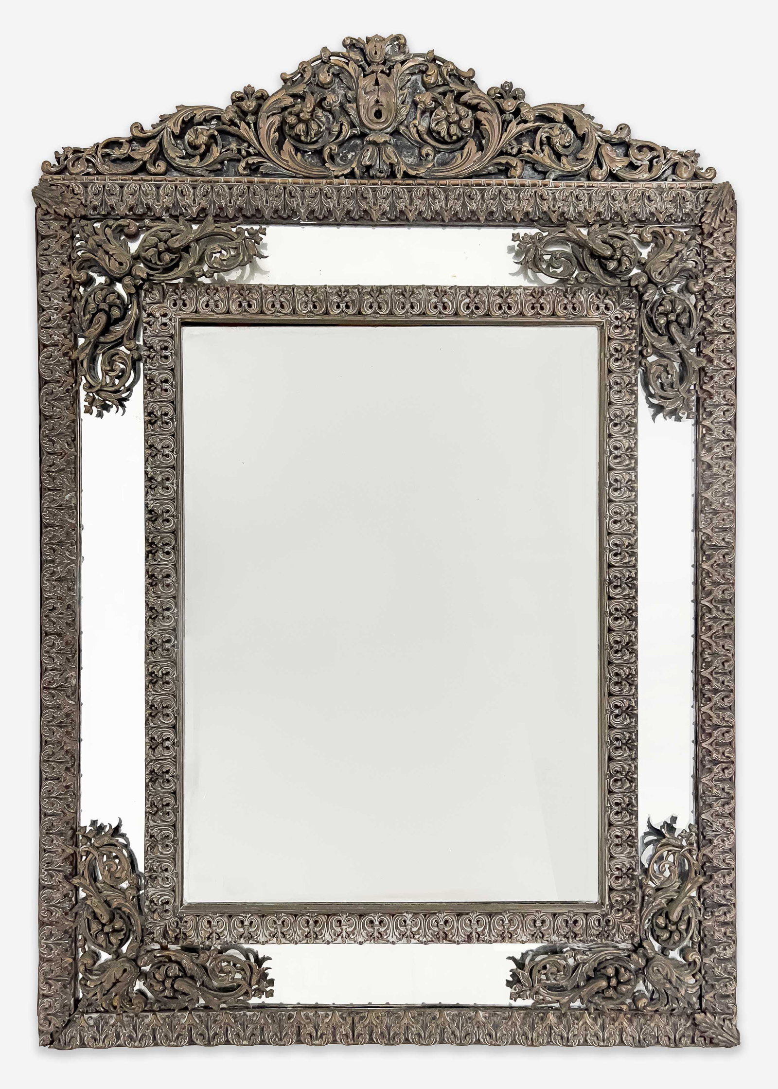 Large Dutch Brass Repoussé Mirror (1 of 4)