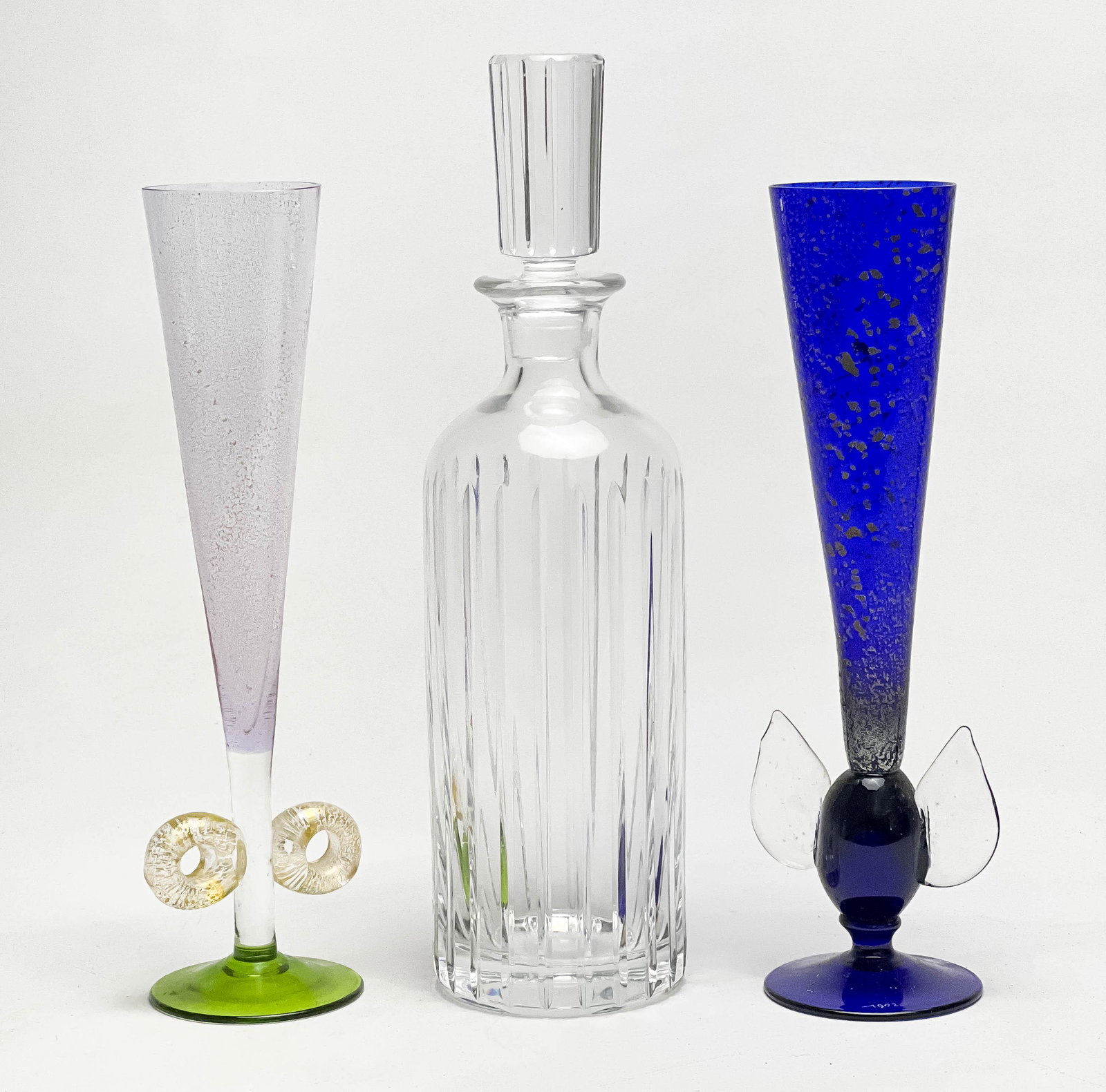 Baccarat Decanter and Sculptural Champagne Flutes, Group of 3 (1 of 8)