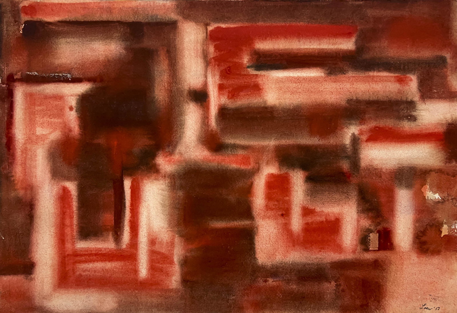 Michael Loew - Untitled (Abstract in Red): Lot 80 Michael Loew American (1907-1985) Untitled (Abstract in Red) (1953) watercolor on paper signed lower right 15 1/4 x 22 1/2 inches unframed Provenance: From a Private Collection, by descent from