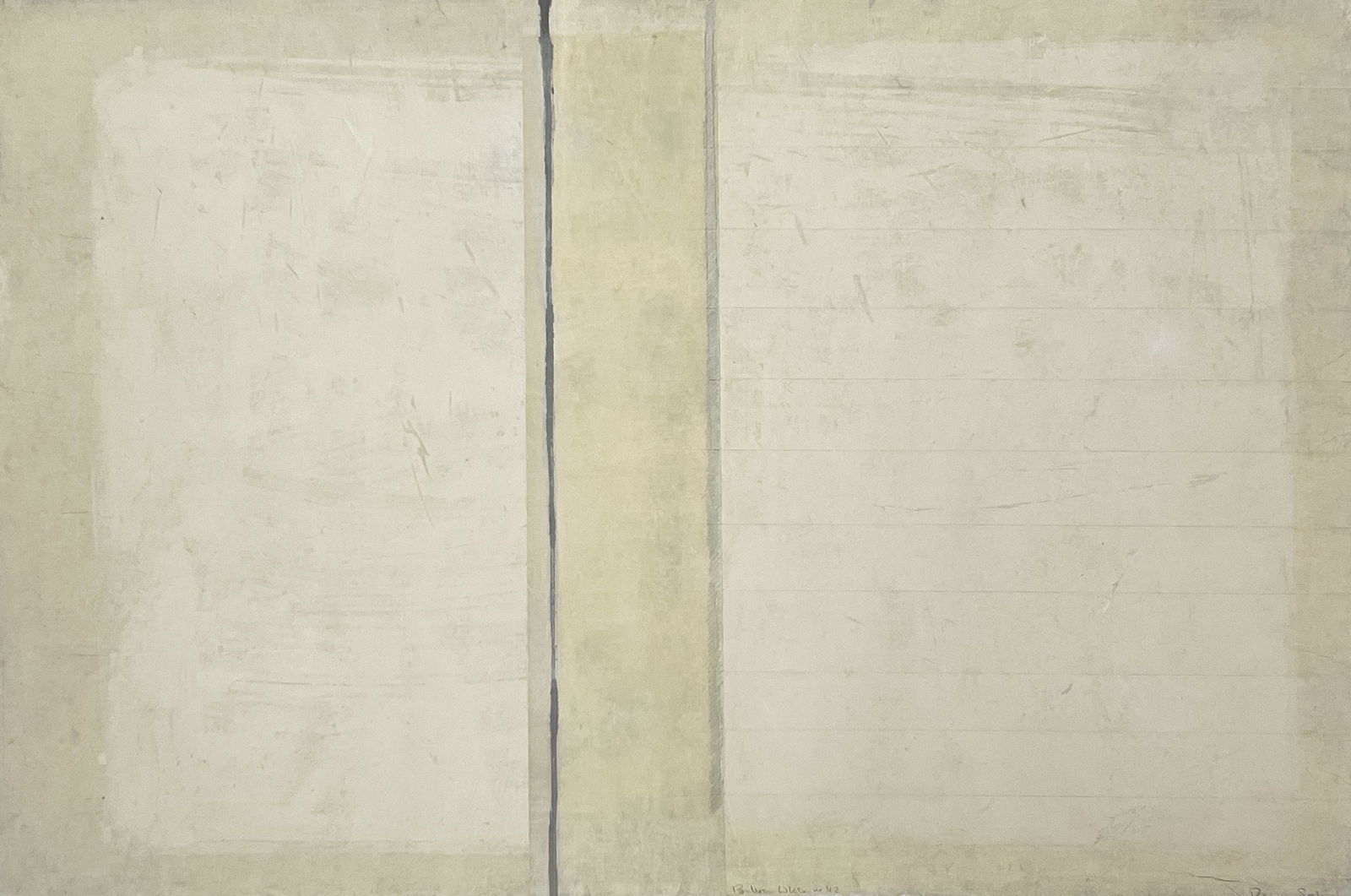 Rebecca Salter - Between White No. 42: Lot 119 Rebecca Salter British (b. 1955) Between White No. 42 mixed media on paper signed lower right 25 x 37 1/2 inches unframed Provenance: From a Private Collection Purchased from Howard Scott G