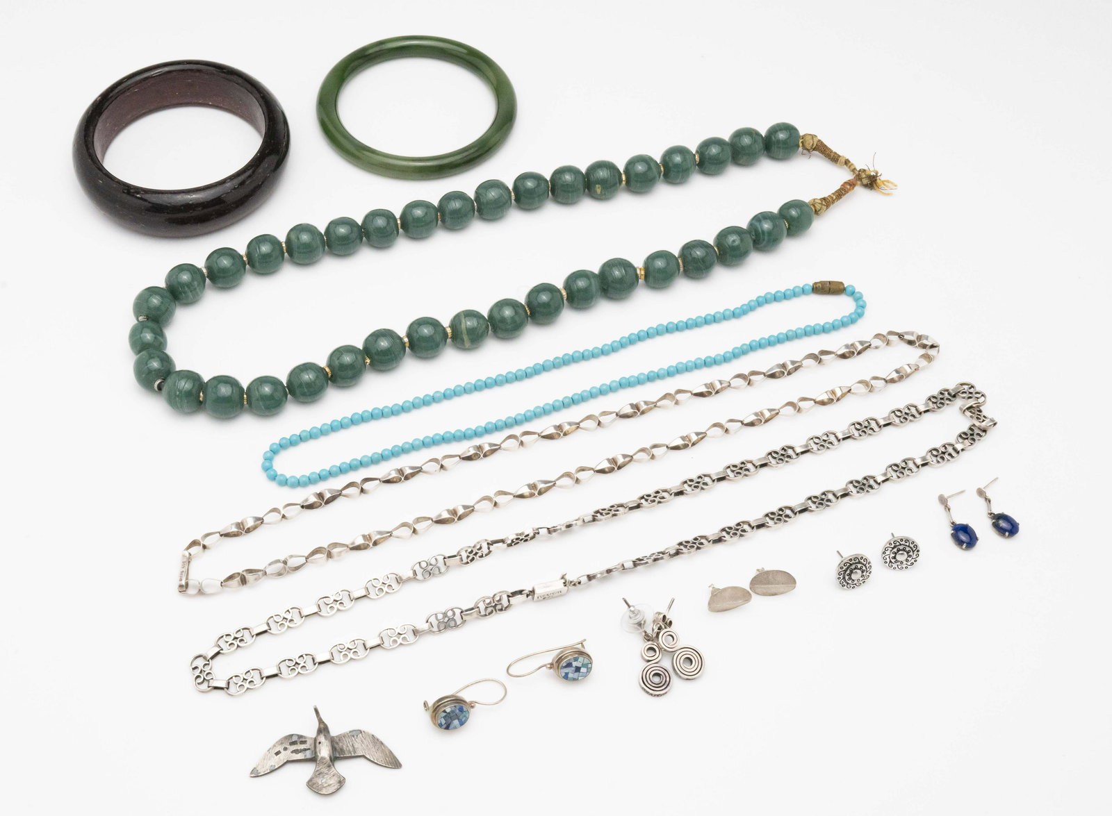 Sterling, Jade, and Turquoise Jewelry Group (1 of 4)