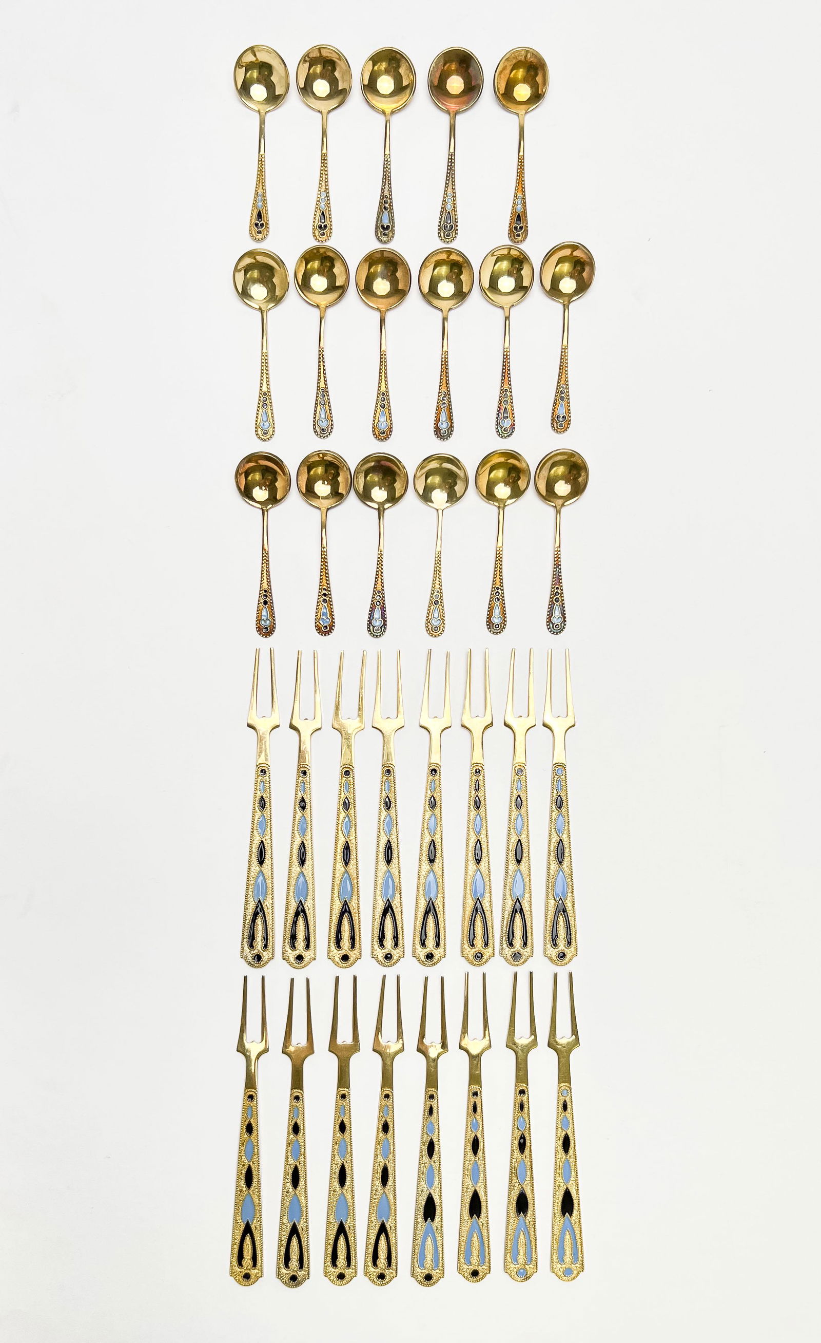 Russian Silver Condiment Forks and Spoons (1 of 5)