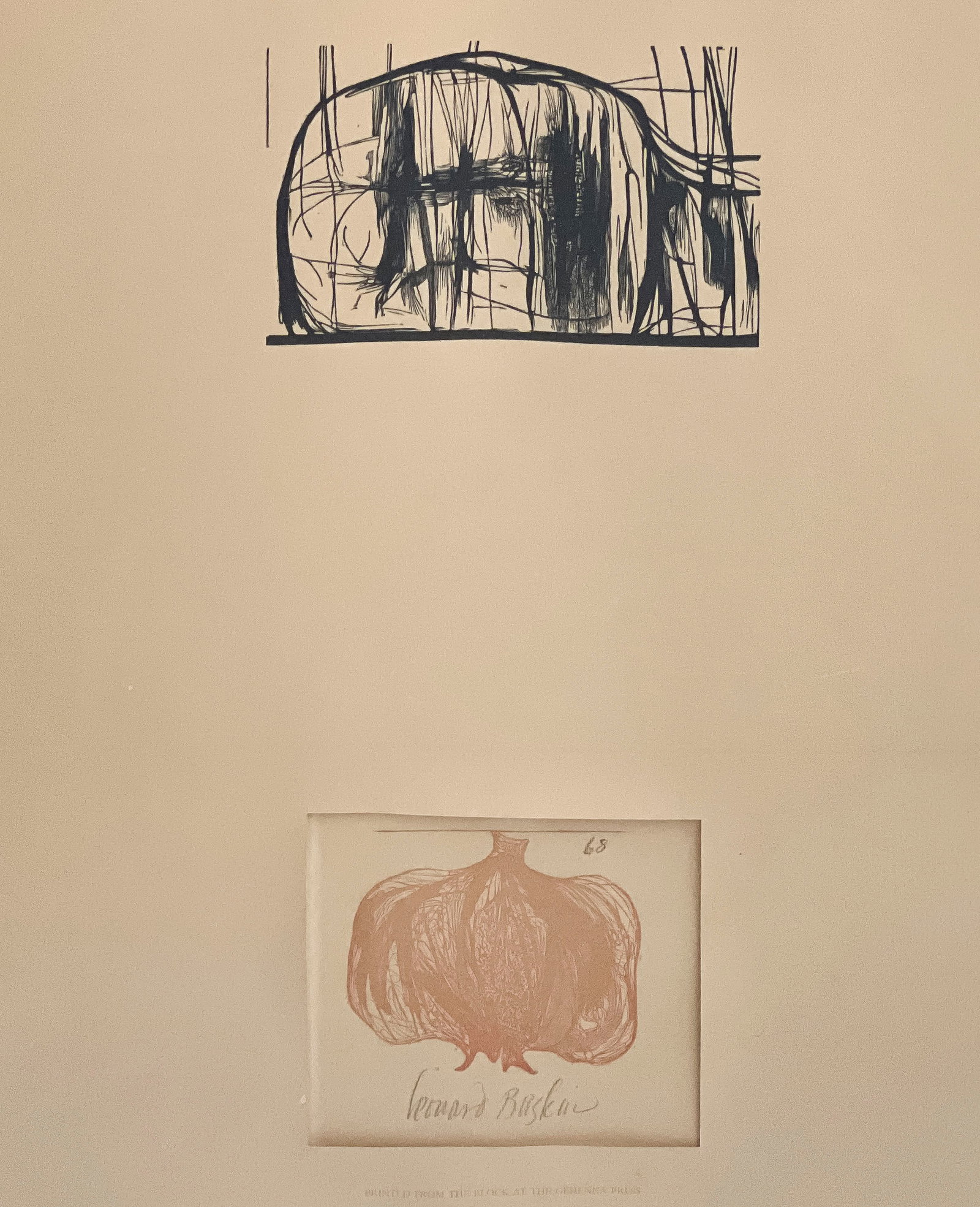 Leonard Baskin - Bartleby the Scrivener and Pomegranate: Lot 49 Leonard Baskin American (1922-2000) Bartleby the Scrivener and Pomegranate (1959, 1968) lithographs inscribed ”printed from the block at the Gehenna Press” Pomegranate signed lower