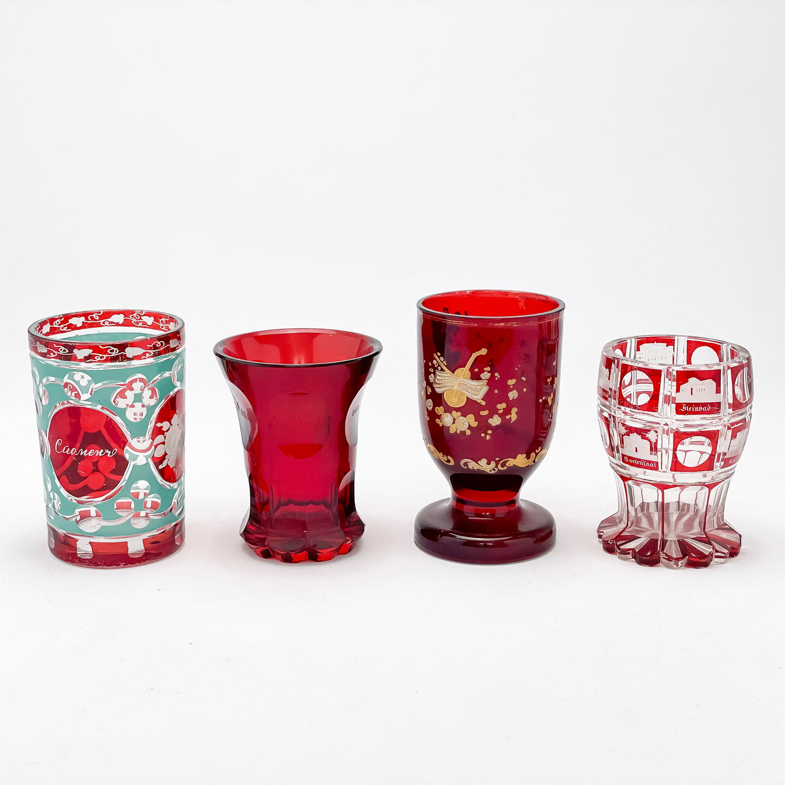 Bohemian Ruby Glass Goblets and Tumblers, Group of 4 (1 of 5)