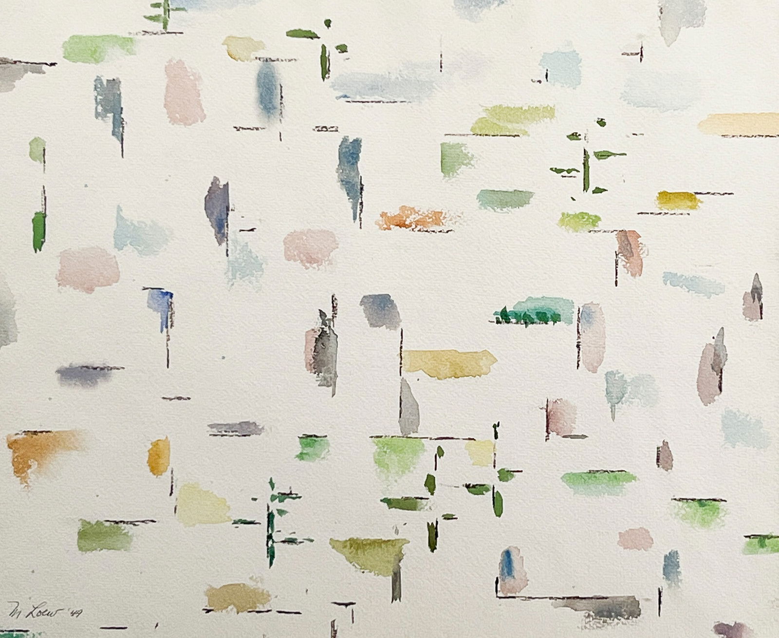 Michael Loew - Crow's Nest #4: Lot 2 Michael Loew American (1907-1985) Crow's Nest #4 (1949) watercolor signed lower left 14 7/8 x 18 inches frame dimensions: 23 x 26 x 1 1/2 inches, wood frame with glazing Provenance: From a Priva