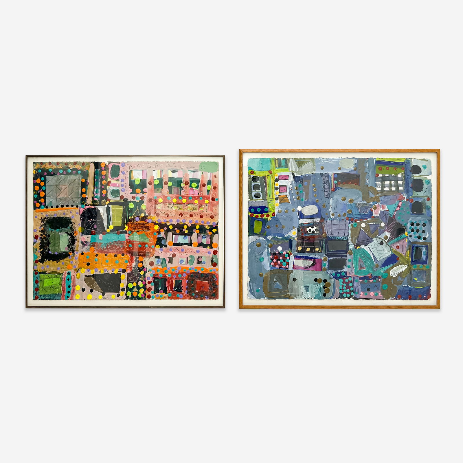 Lynne Golob Gelfman - Composition in Pink / Composition in Blue (2 Works) (1 of 4)