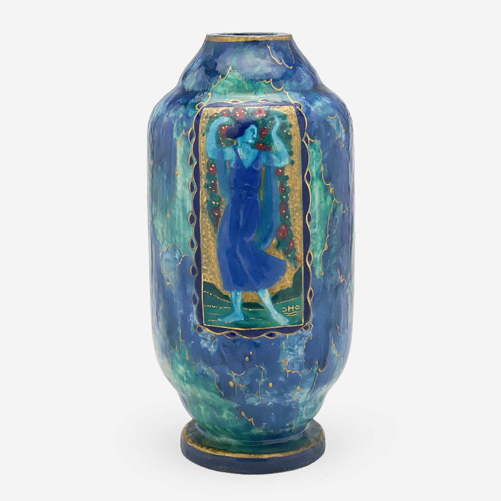 Ceramic Art Nouveau Vase with Gold Lustre (1 of 6)
