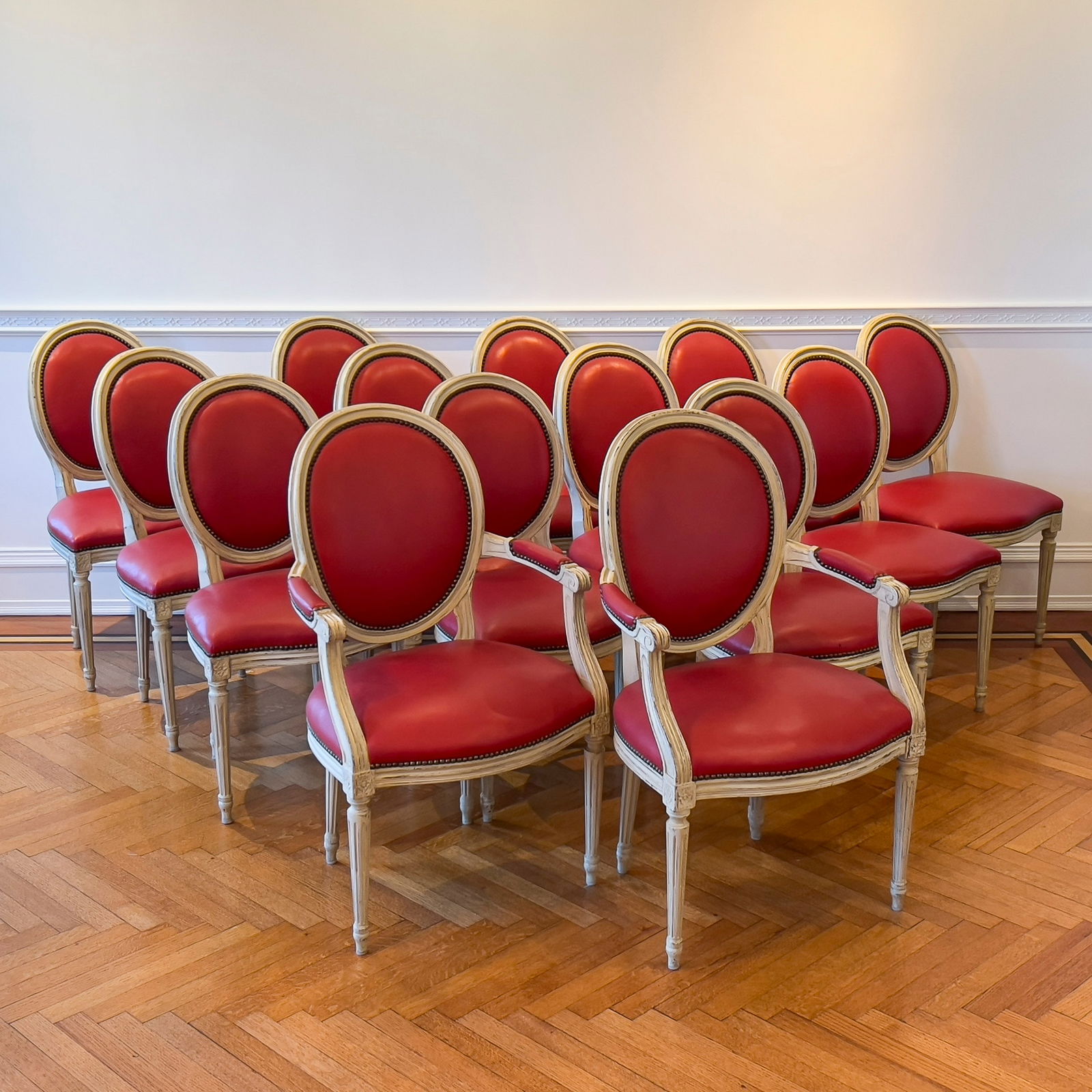 Louis XVI Style Grisaille Chairs by Baker, Group of 14 (1 of 10)