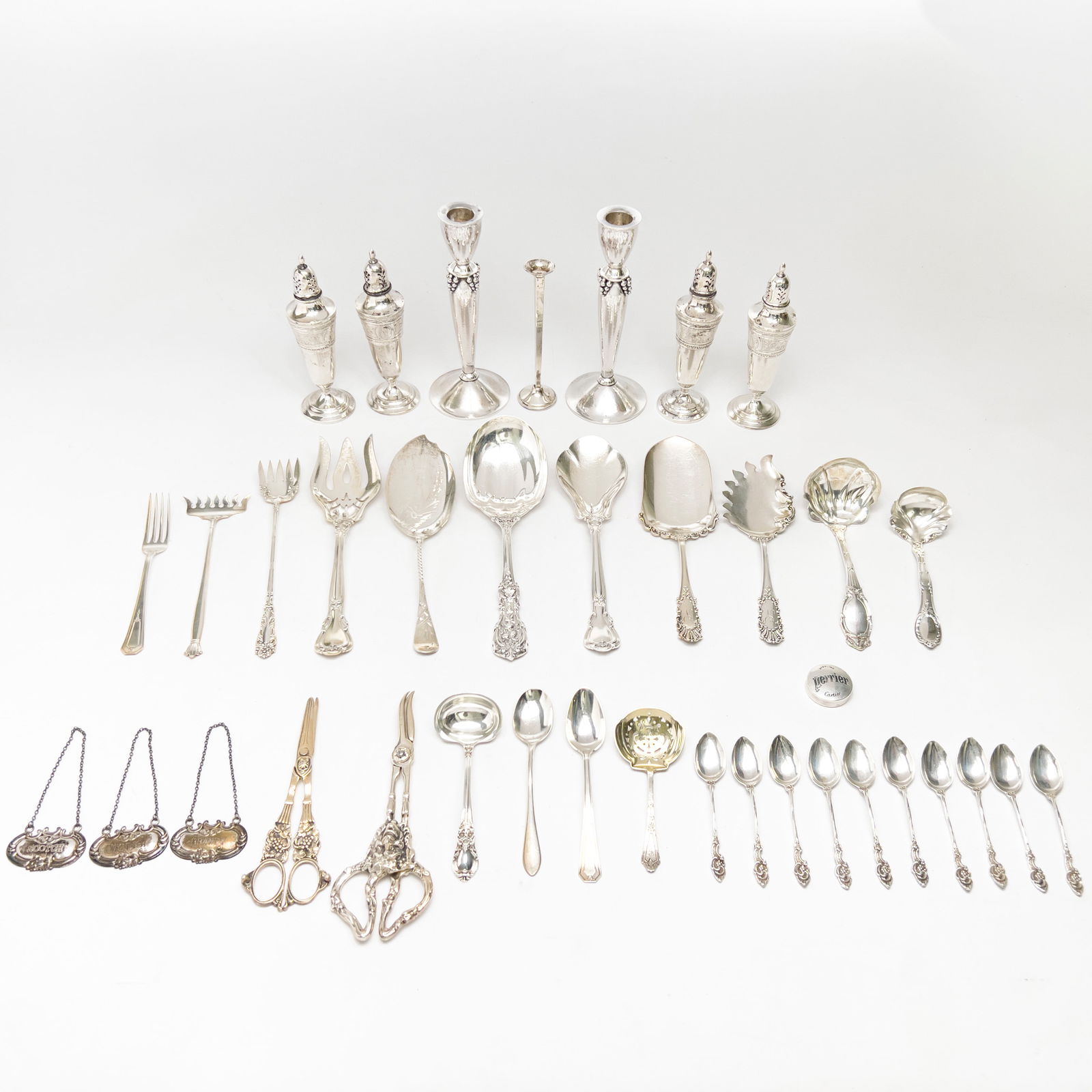 Cartier, Gorham, Wilhelm F. Jensen,Wedgewood, and other Sterling Articles, Group of 38 (1 of 7)