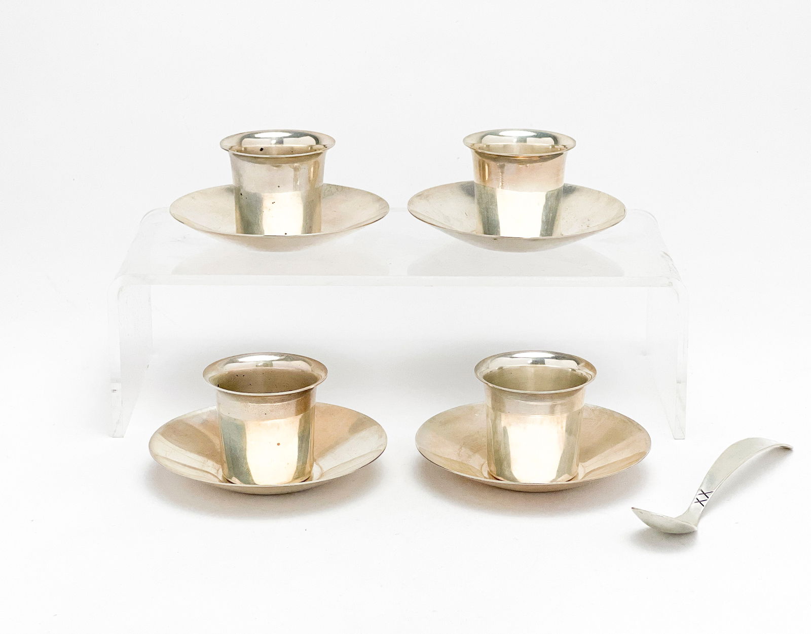 Allan Adler - Sterling Cup and Saucer Set with Spoon, Group of 9 (1 of 5)