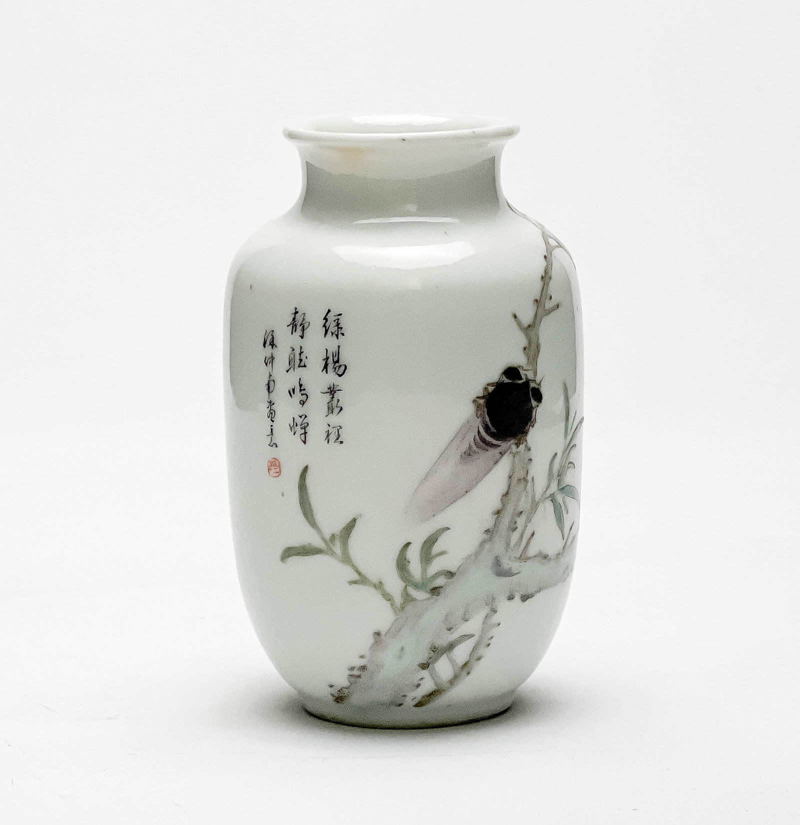 Small Chinese Porcelain Vase with a Cicada and Branch (1 of 7)