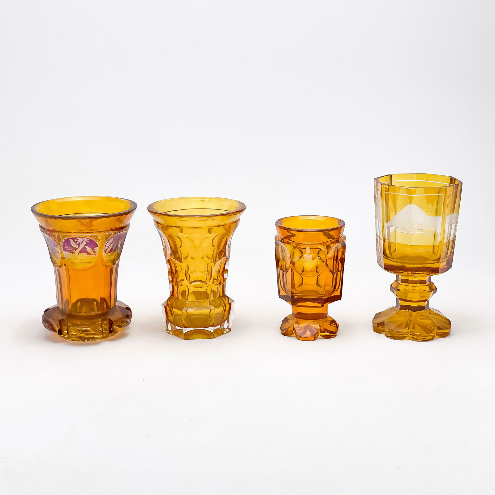 Amber Bohemian Goblets, Group of 4 (1 of 6)