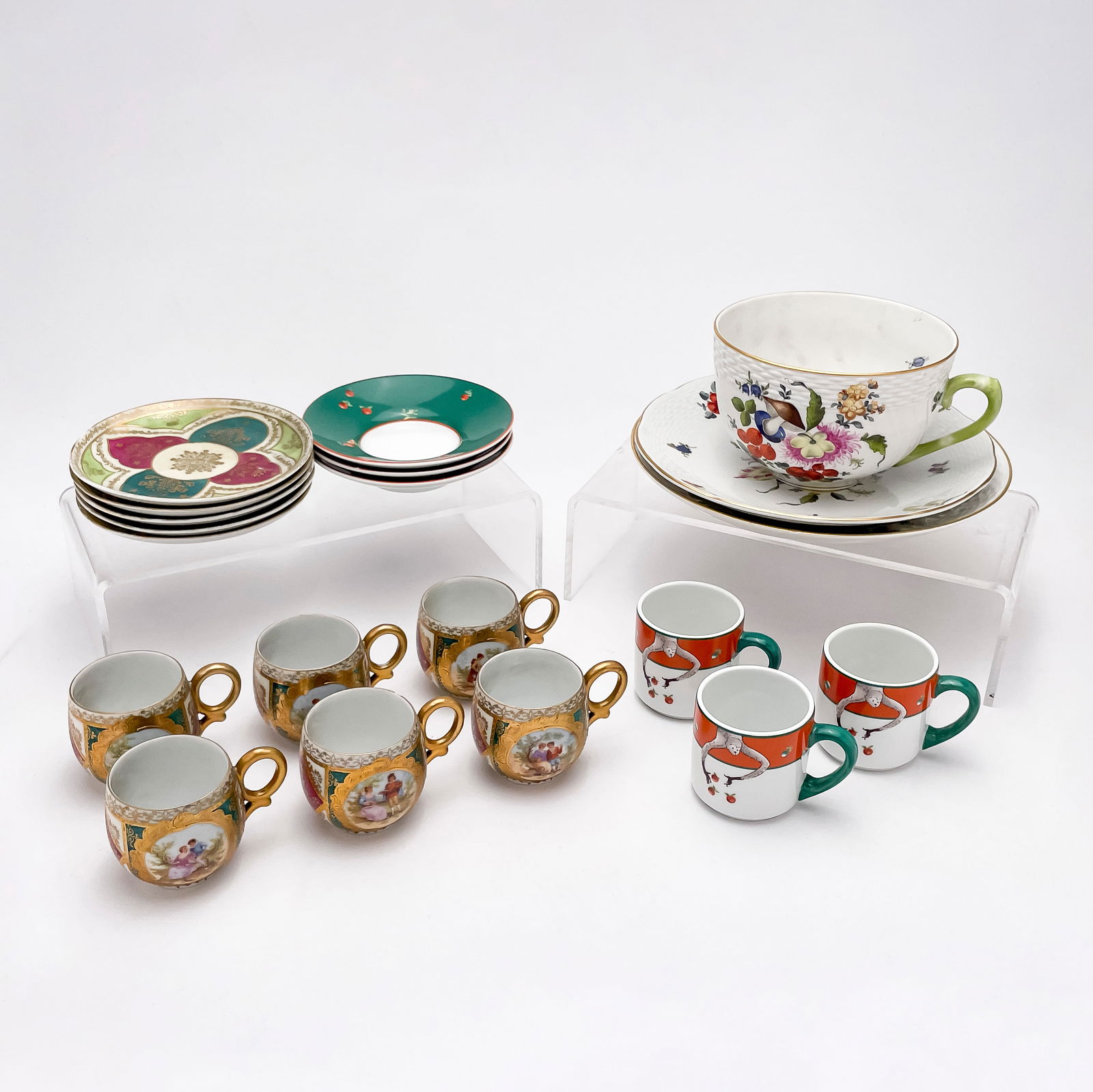 Oversized Herend Cup and Plates with additional porcelain pieces, group lot (1 of 6)
