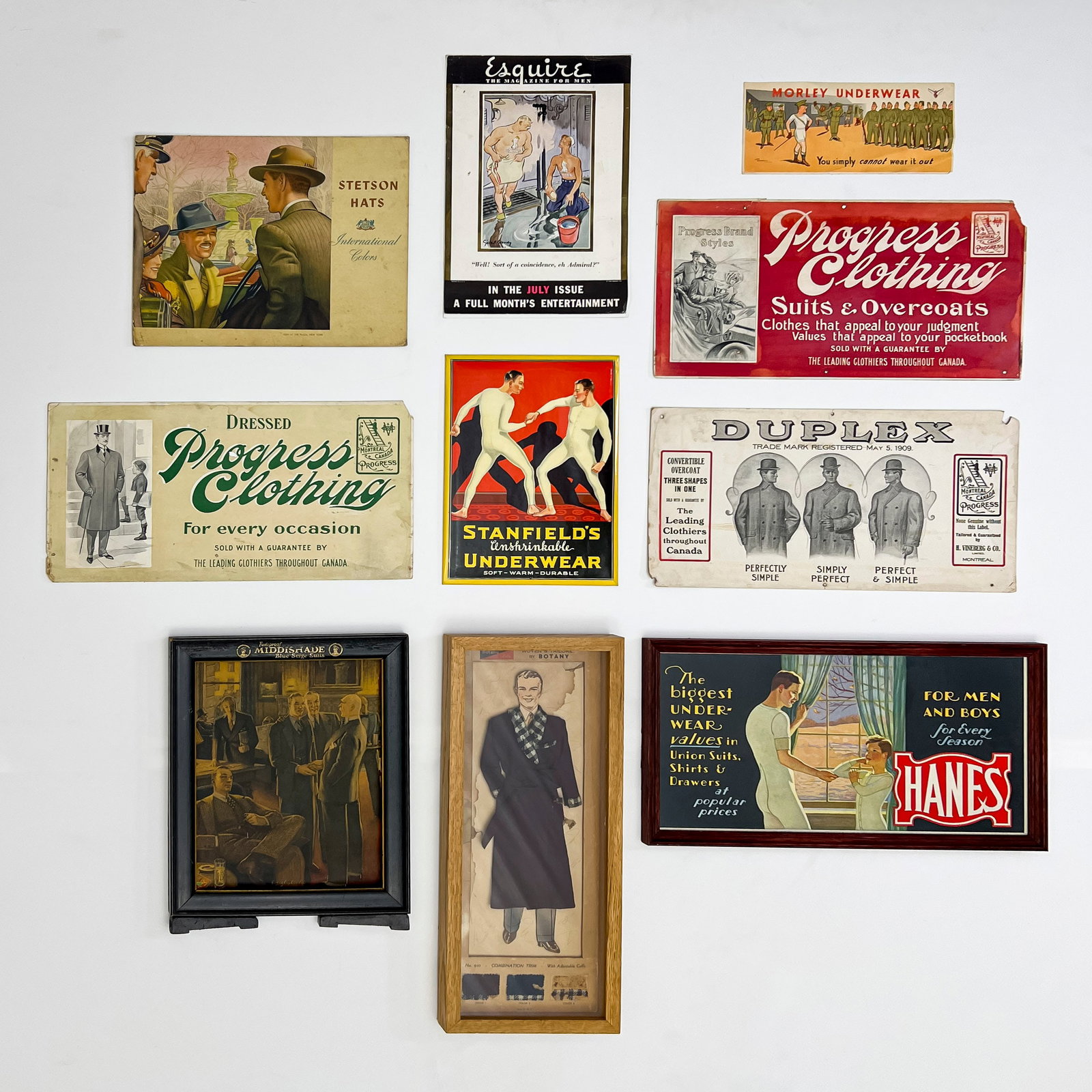 Hanes, Stetson and Others Antique Fashion Advertisements, Group of 10 (1 of 4)