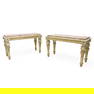 Italian Neoclassical Parcel Gilt Carved Wood Console Tables, Pair