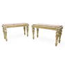 Italian Neoclassical Parcel Gilt Carved Wood Console Tables, Pair