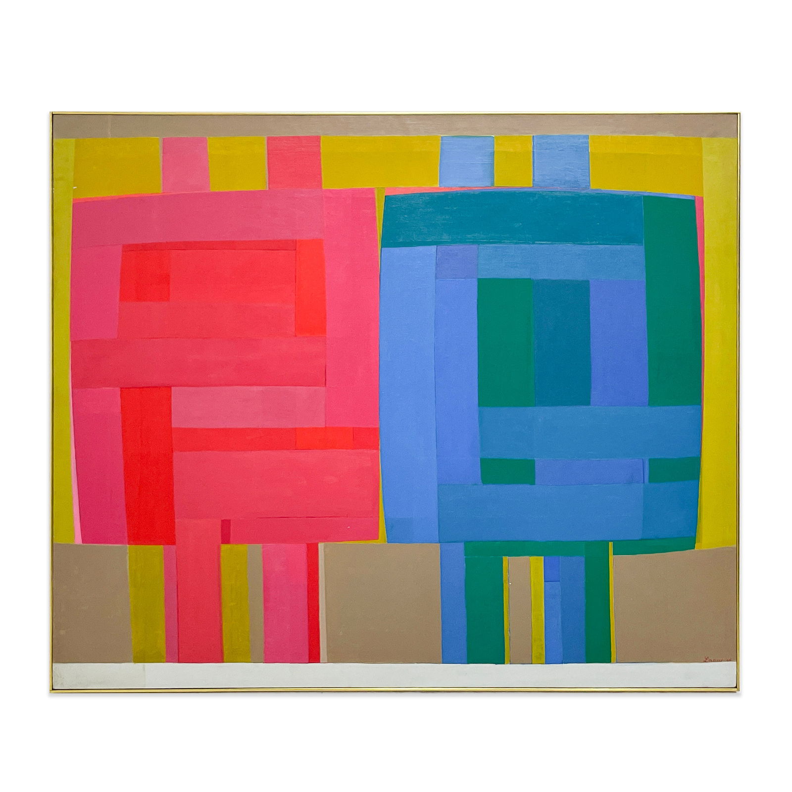 Michael Loew - Jericho: Lot 26 Michael Loew American (1907-1985) Jericho (1964) oil on canvas signed lower right and verso 64 x 76 inches frame dimensions: 64 3/4 x 76 3/4 x 1 1/2 inches, wood frame Provenance: From a Privat