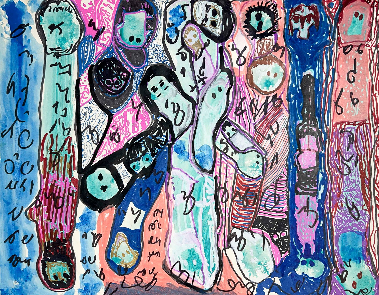 John Murray - Untitled (Figural Composition): Lot 123 John Murray American (1908-1988) Untitled (Figural Composition) ink, gouache, and marker on paper signed verso sheet: 19 x 24 inches unframed Provenance: Property from the Estate of Rosa and A