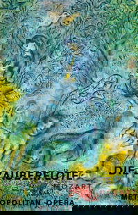 after Marc Chagall - Die Zauberflöte / The Magic Flute Poster: Lot 127 after Marc Chagall Russian-French (1887-1985) Die Zauberflöte / The Magic Flute Poster (c. 1967) lithograph advertising poster for Mozart's The Magic Flute for the Metropolitan Opera at L