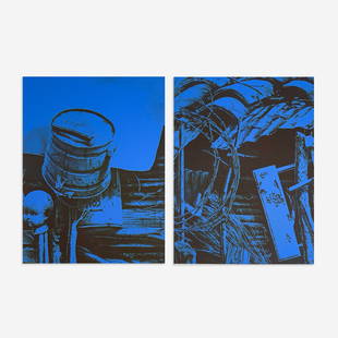 Paul Sarkisian - Untitled (Compositions in Blue and Black), Group of 2: Lot 187 Paul Sarkisian American (b. 1928) Untitled (Compositions in Blue and Black), Group of 2 lithograph each signed verso and editioned sheet (each): 36 x 28 inches unframed Provenance: From a Priv