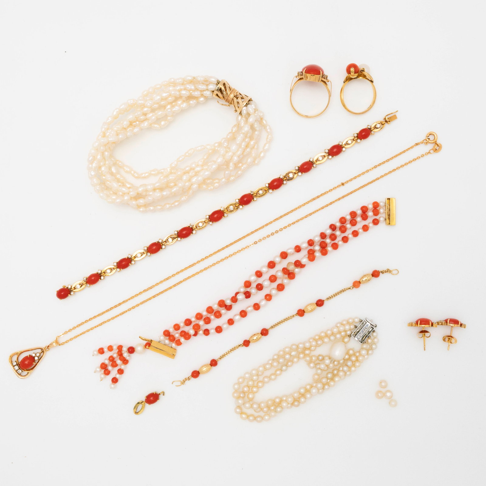 Yellow Gold, Coral, Pearl and Diamond Suite (1 of 2)