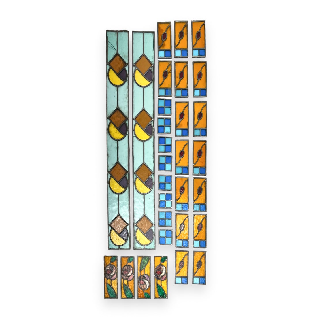 Art Deco Stained Glass Decorative Panels, Group of 30 (1 of 6)