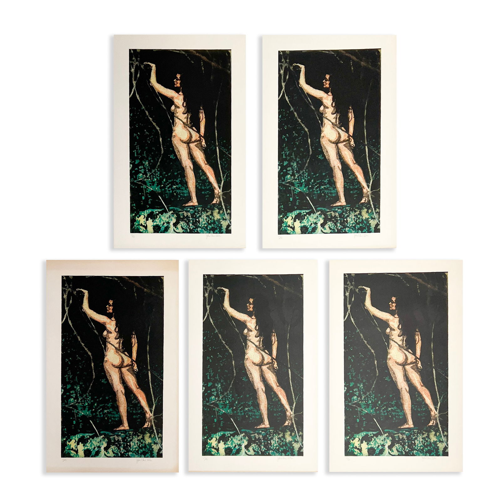 John Clem Clarke - Untitled (Female Nude) (Group of 5): Lot 236 John Clem Clarke American (1937-2021) Untitled (Female Nude) (Group of 5) lithograph each signed. lower left, editioned out of 98 plate (each): 34 x 18 1/2 inches unframed Provenance: From a P