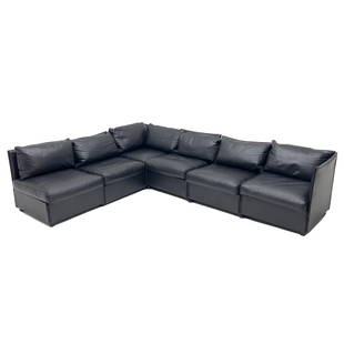 Mario Bellini - Duc Sectional Sofa: Lot 33 Mario Bellini Italian (b. 1935) Duc Sectional Sofa black leather for Cassina with Cassina label to cushions 27 x 109 x 82 inches seat height: 15 inches Provenance: A Private Collection