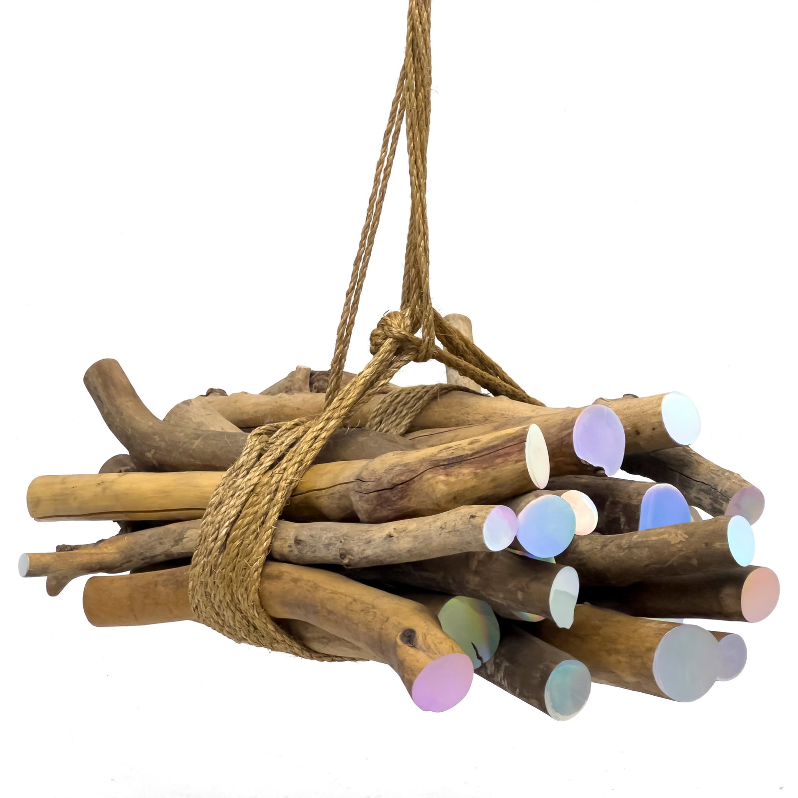 David Shaw - Untitled (Hanging Piece): Lot 75 David Shaw American (b. 1965) Untitled (Hanging Piece) wood, rope, holographic laminate 10 x 32 x 25 inches Provenance: From a Private New York Collection