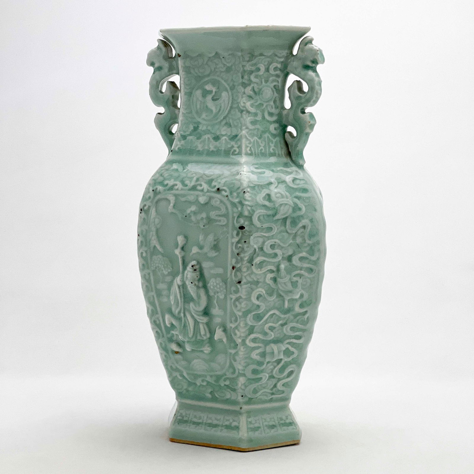 Chinese - Carved Celadon Vase (1 of 6)