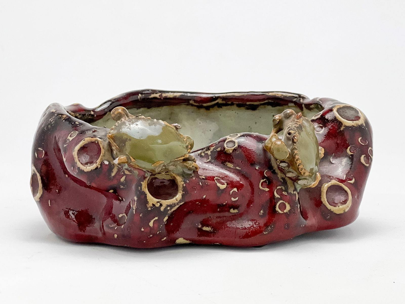 Chinese Glazed Ceramic Brush Washer with Crabs (1 of 8)