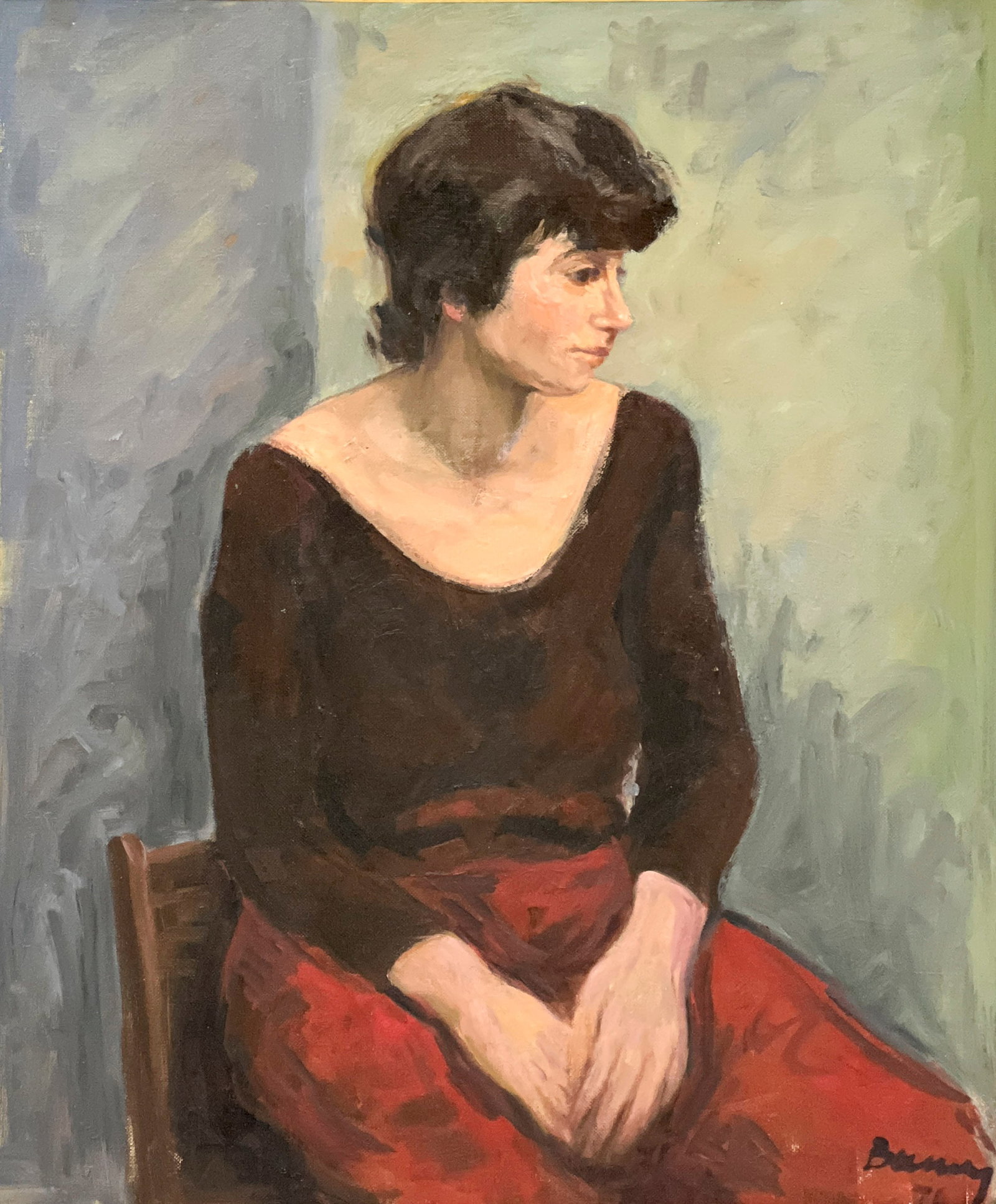 Albert Bela Bauer - Portrait of a Woman: Lot 87 Albert Bela Bauer Hungarian/American (1899-1998) Portrait of a Woman (1976) oil on canvas board signed lower right 24 x 20 inches frame dimensions: 31 3/4 x 27 3/4 x 1 1/2 inches, wood frame Pr