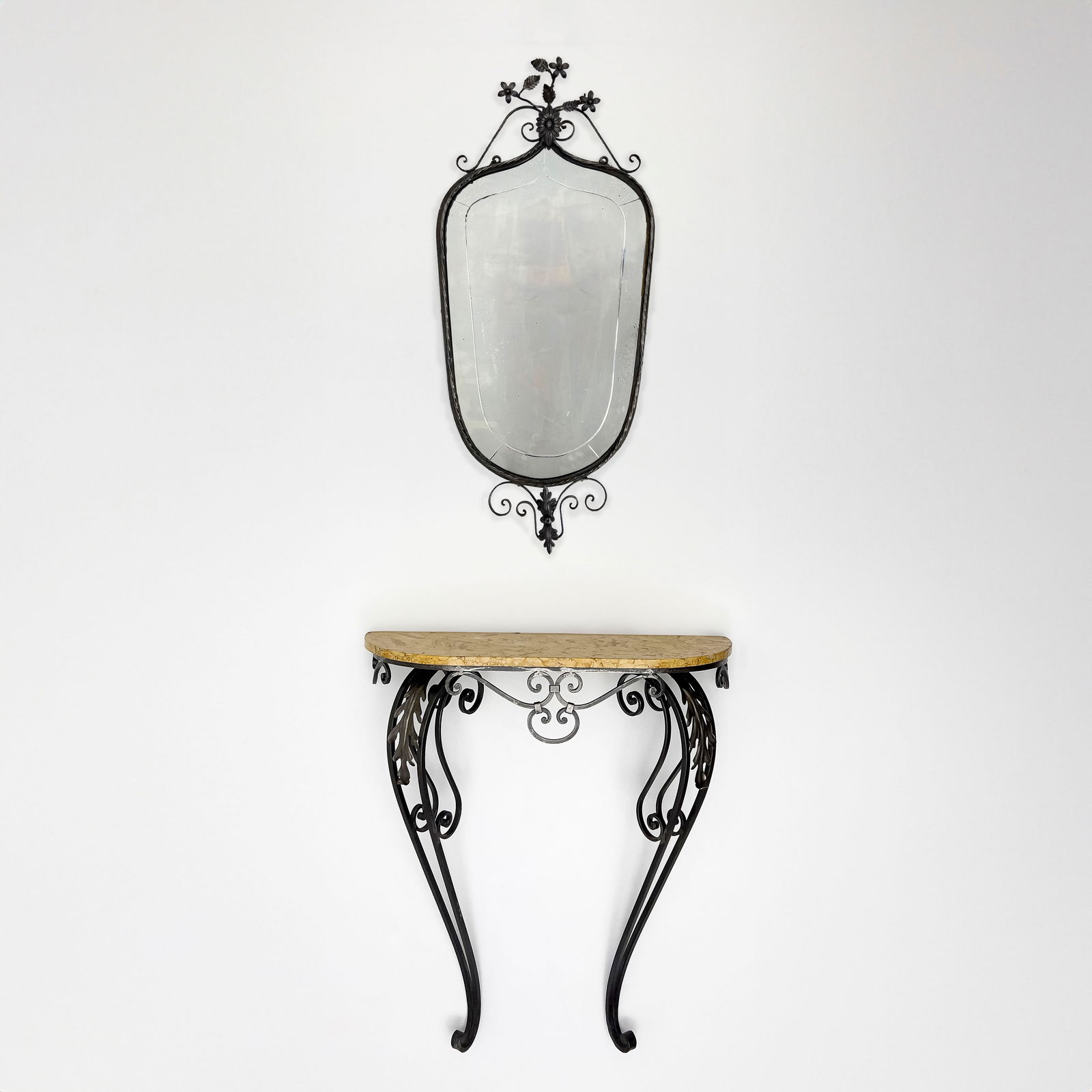 Art Deco Wrought Iron Entryway Console and Mirror (1 of 10)