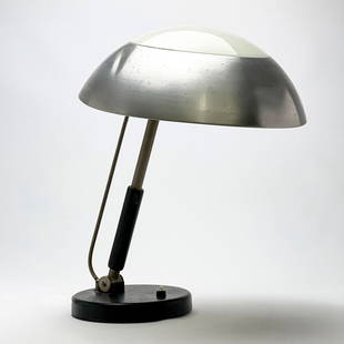 Karl Trabert - Schanzenbach & Co., Table Lamp / Desk Lamp: Lot 62 Karl Trabert German (1858-1968) Schanzenbach & Co., Table Lamp / Desk Lamp (c. 1930) metal, partly painted and nickel-plated, wood and glass 18 x 15 x 12 inches Provenance: Property from the