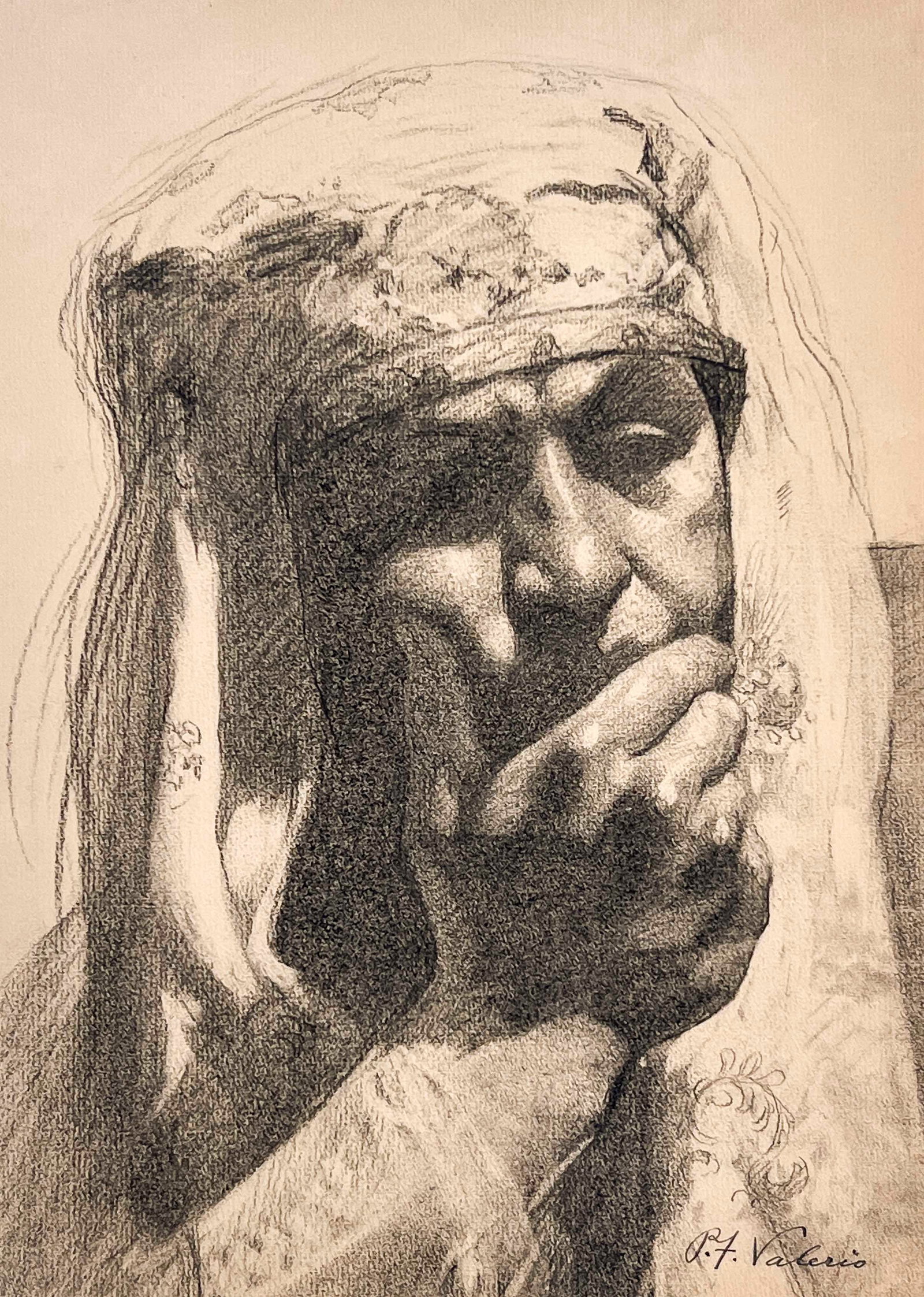 Artist Unknown - Portrait of a Man: Lot 136 Artist Unknown (XIX/XX) Portrait of a Man charcoal on paper signed in ink lower right, possibly 'P.T. Valerio' sheet: 14 1/8 x 10 1/8 inches unframed Provenance: Property from the Estate of El