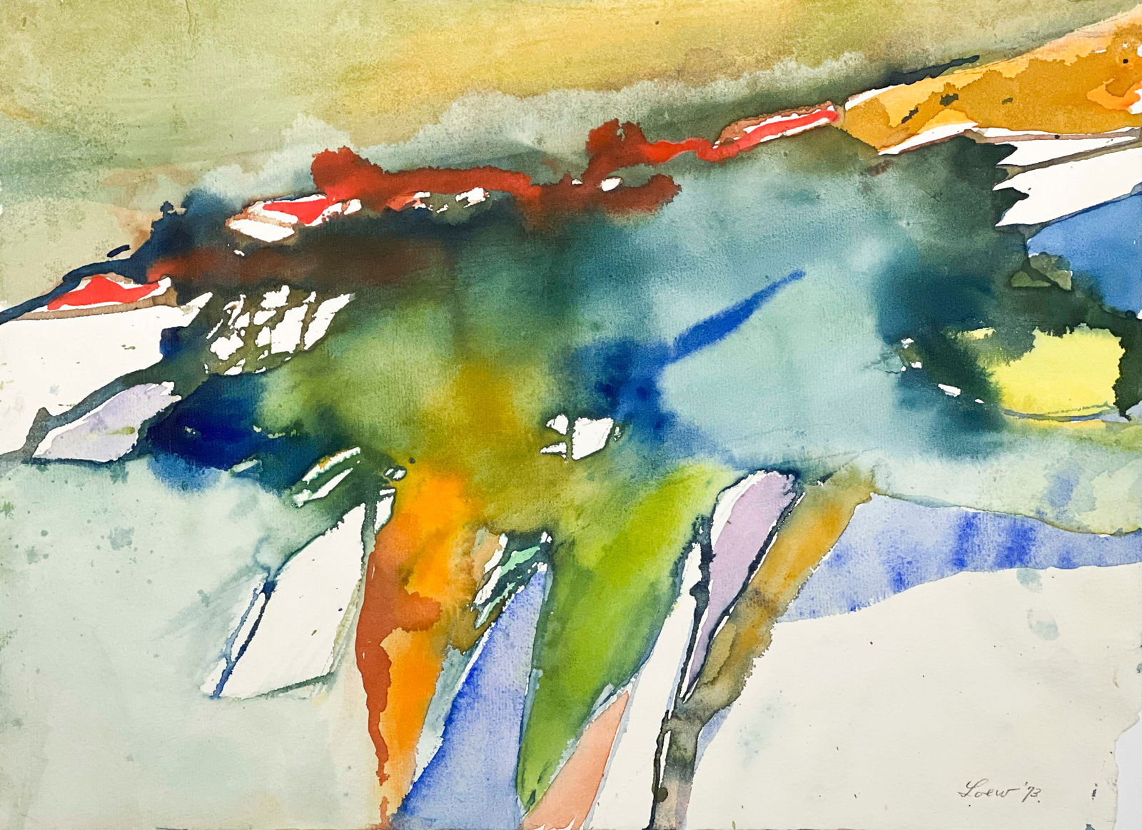 Michael Loew - Small Watercolor I: Lot 5 Michael Loew American (1907-1985) Small Watercolor I (1973) watercolor on paper signed lower right 11 x 15 1/4 inches unframed Provenance: From a Private Collection, by descent from the artist's