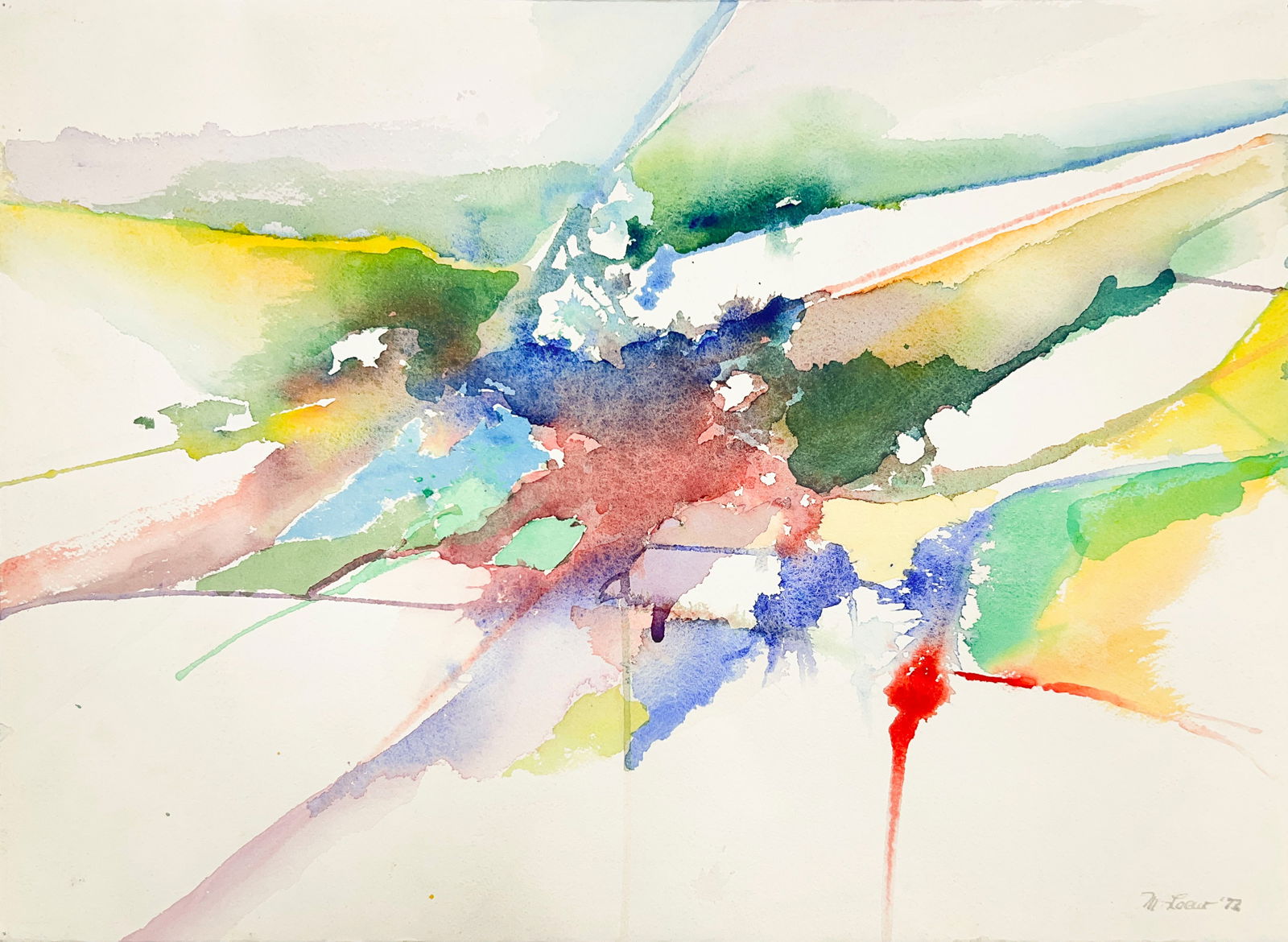 Michael Loew - Diagonalscape: Lot 11 Michael Loew American (1907-1985) Diagonalscape (1972) watercolor on paper signed lower right 14 5/8 x 20 inches unframed Additional Information: re-offer due to bidder error Provenance:<