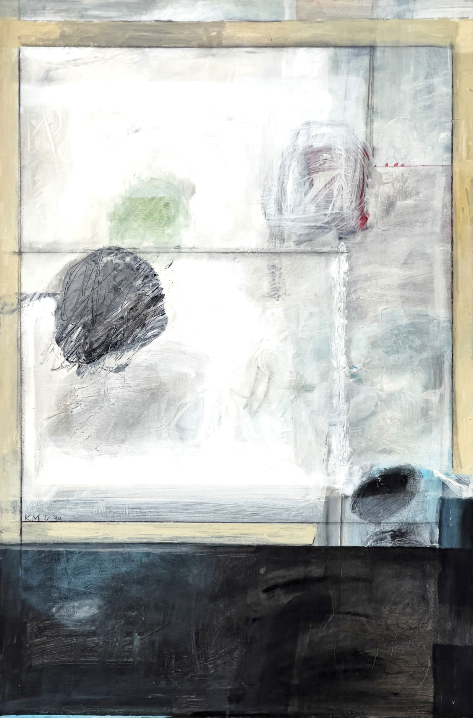 Kaoru Mansour - Sidewalk #21: Lot 21 Kaoru Mansour Japanese (XX/XXI) Sidewalk #21 (1990) oil on canvas signed lower left and verso 36 x 24 inches unframed Provenance: From a Private SoHo Collection